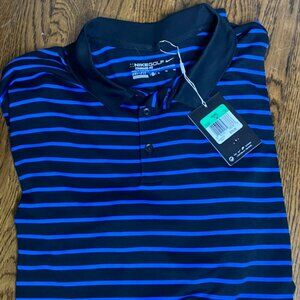 Nike Standard Fit golf polo shirt blue black stripe XL men's NWT